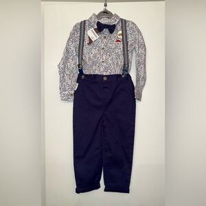 Little Gents two piece button up with pants and suspenders, size 3Y, NWT